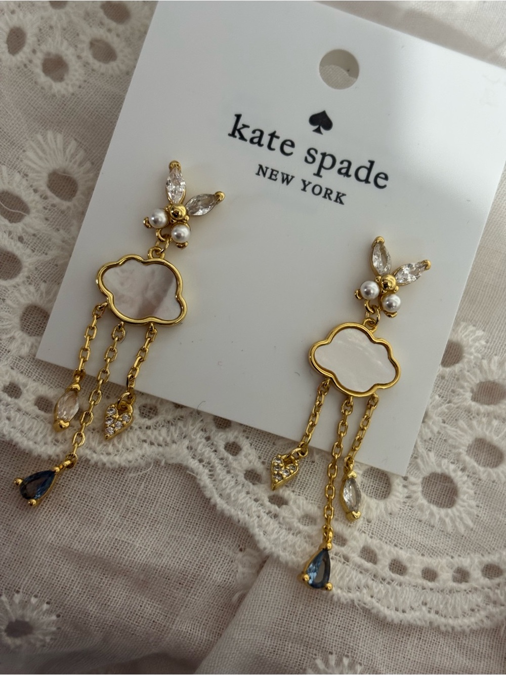 kate spade Dangle Earrings in Gold & White - Picture 4 of 4
